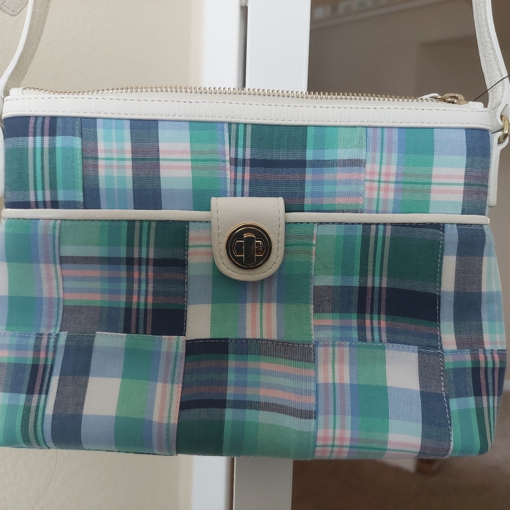 NWT Talbots Leather Trim Patchwork Crossbody